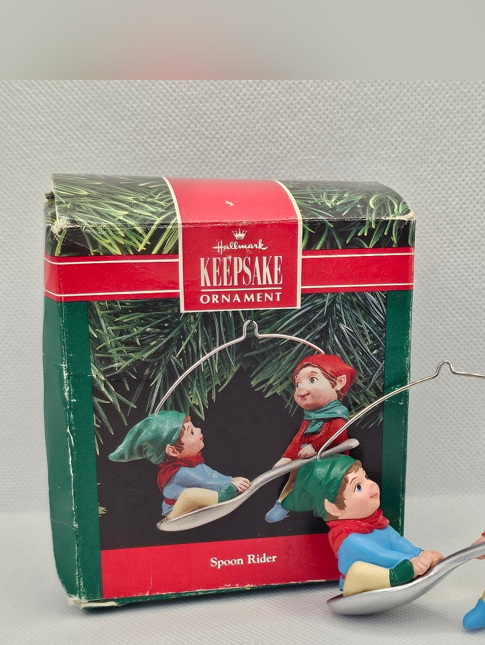 Hallmark Christmas Ornament Spoon rider elf elves sleigh ride Play 1990 Fun Tree